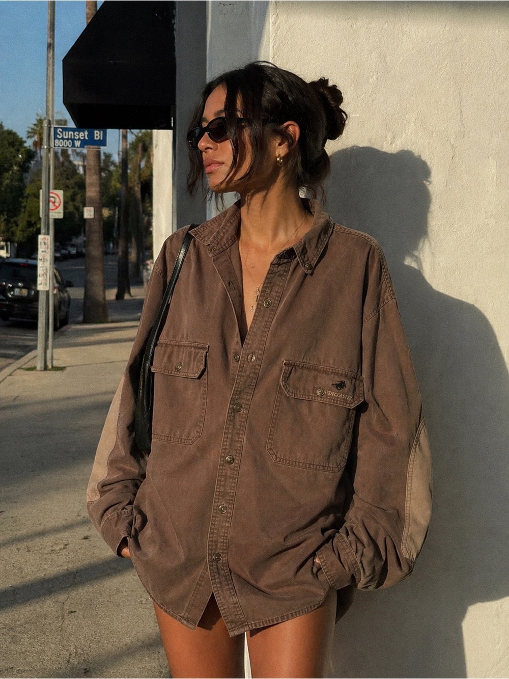 Vintage Winchester Hunting Shirt Tan Cotton Canvas Elbow Patch | Oversized | L